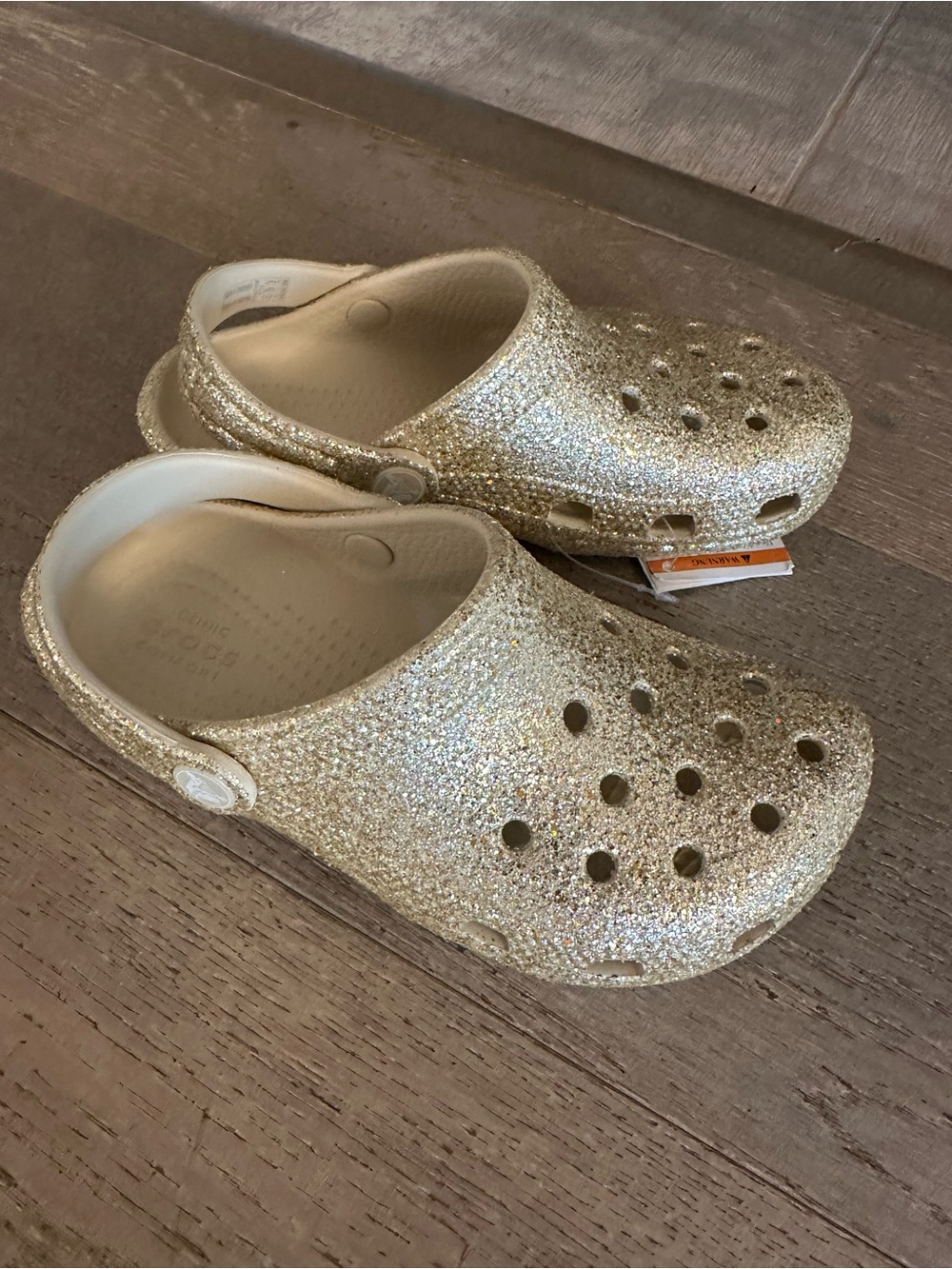NWT Crocs Classic Chunky Gold Glitter Clog Size 13